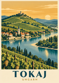 Tokaj Poster mit Weinbergen und Flusslandschaft
