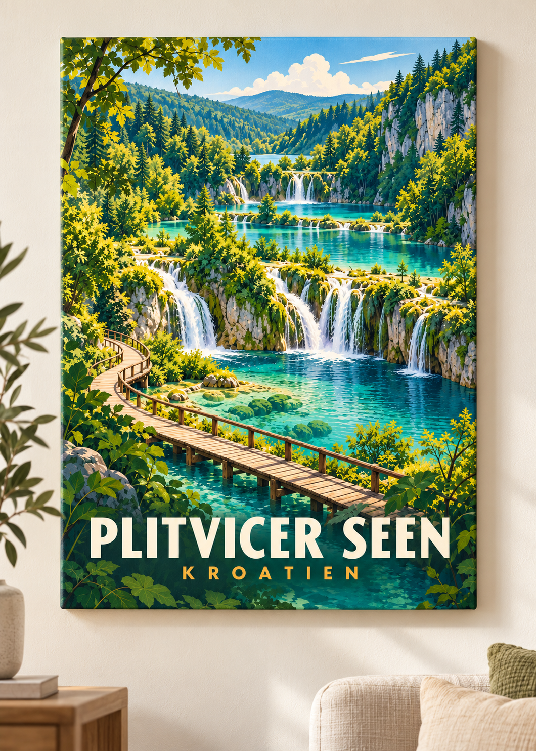 Plitvicer Seen als Leinwand