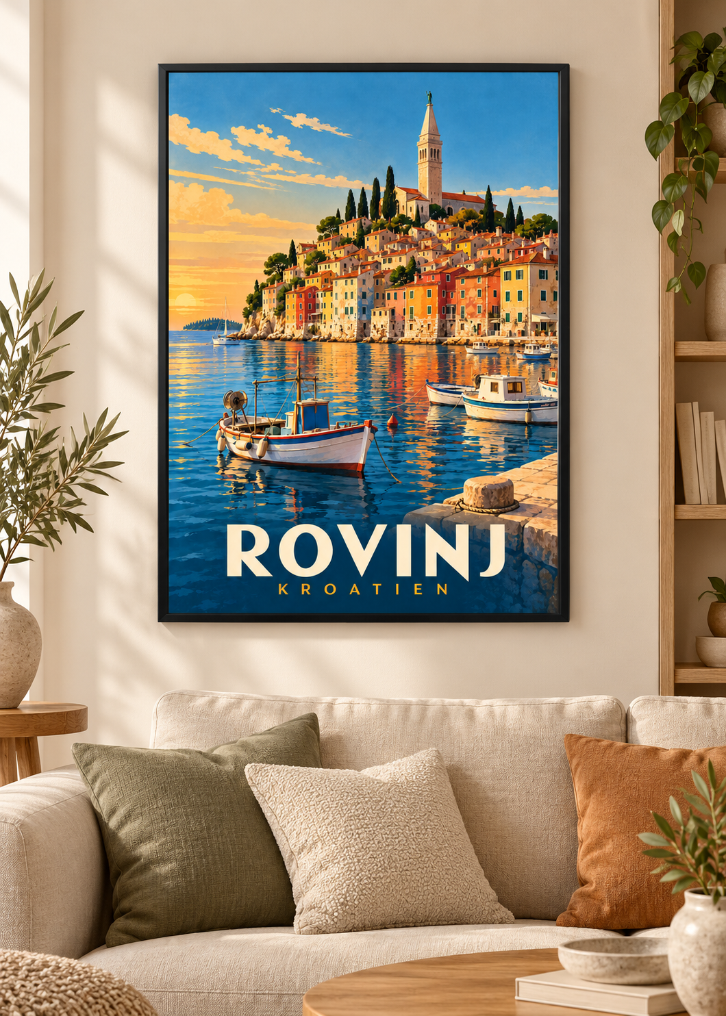 Rovinj als Poster mit schwarzem Rahmen