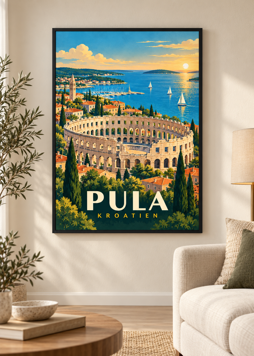Pula als Poster mit schwarzem Rahmen
