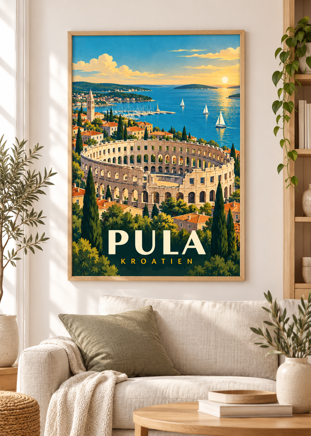 Pula als Poster mit Naturholzrahmen