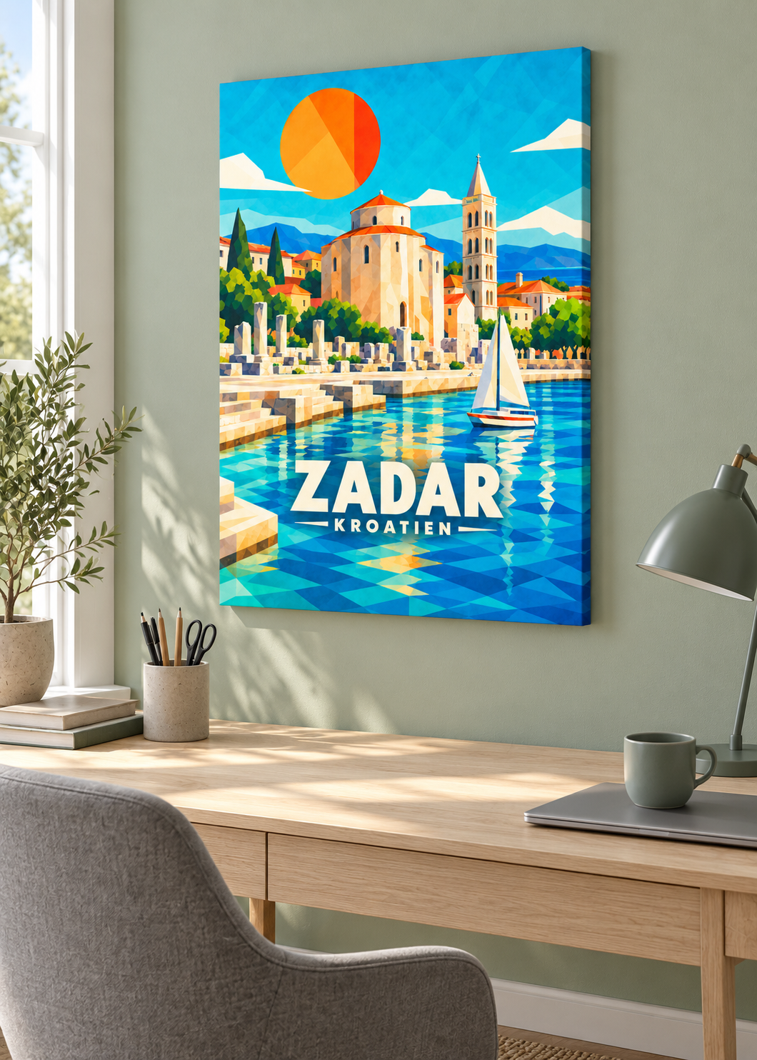 Zadar – rahmenlose Slim-Leinwand im Homeoffice