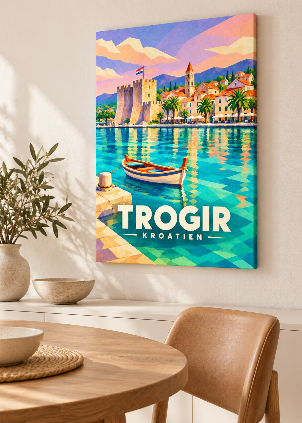 Trogir – rahmenlose Slim-Leinwand im Essbereich