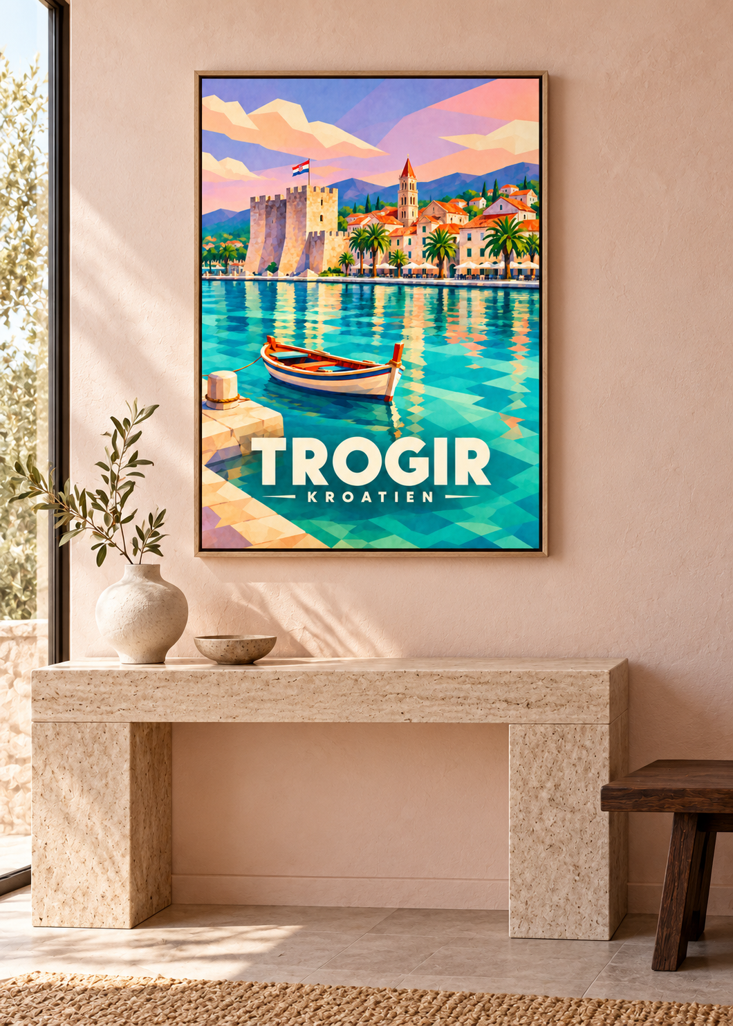 Trogir – Leinwand im Eichen-Schattenfugenrahmen im Eingangsbereich