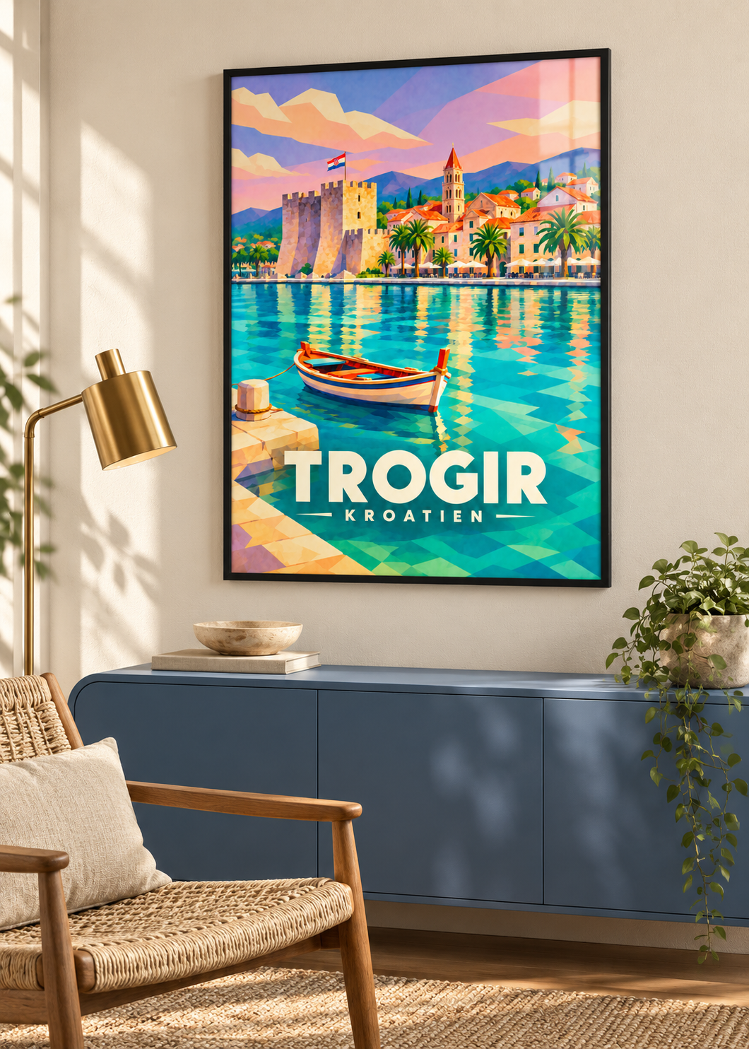 Trogir – schwarzer Rahmen mit Acrylglas in Leselounge