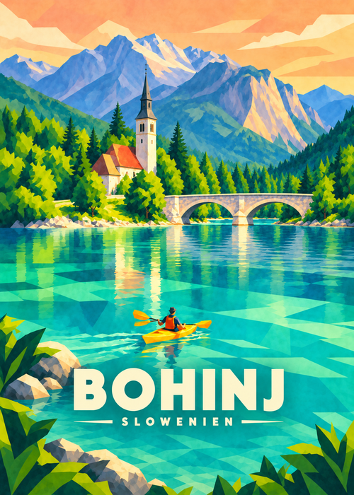 Bohinj in Slowenien – geometrische Illustration