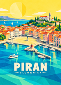 Piran in Slowenien – geometrische Illustration