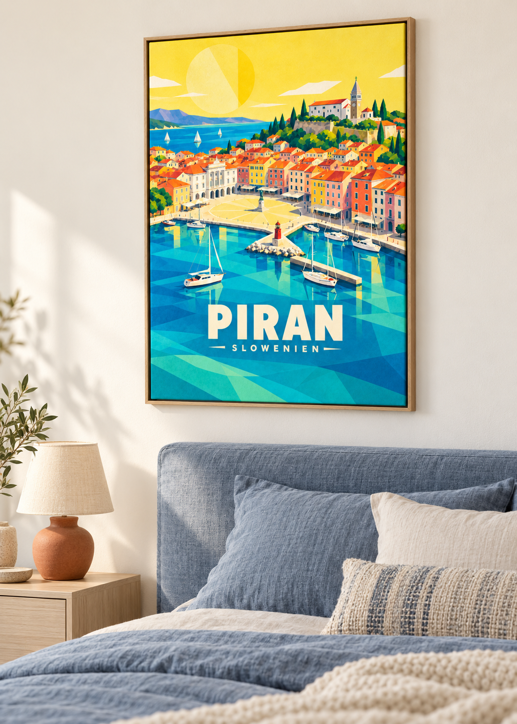 Piran – Leinwand im Eichen-Schattenfugenrahmen