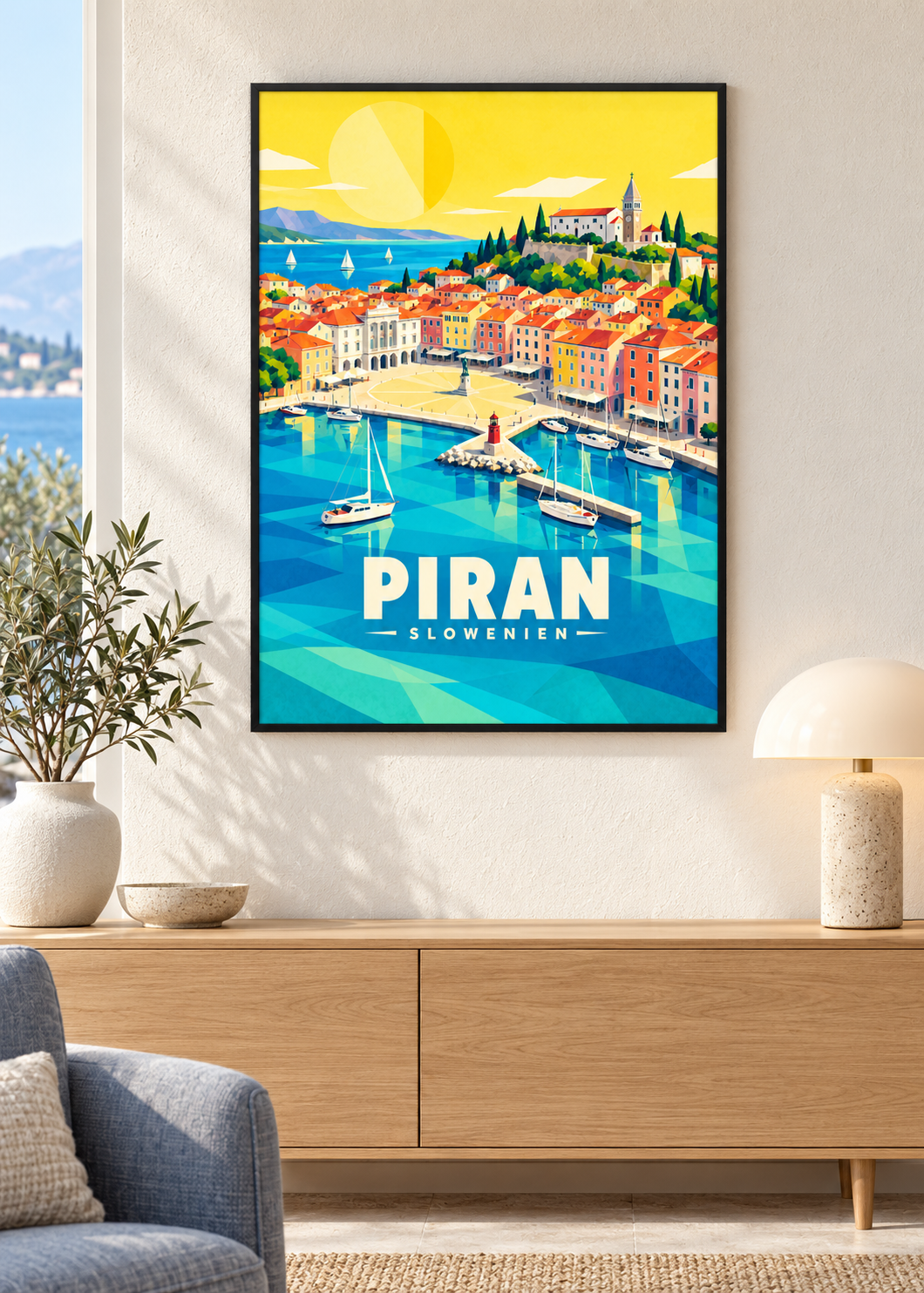Piran – schwarzer Rahmen im Wohnraum