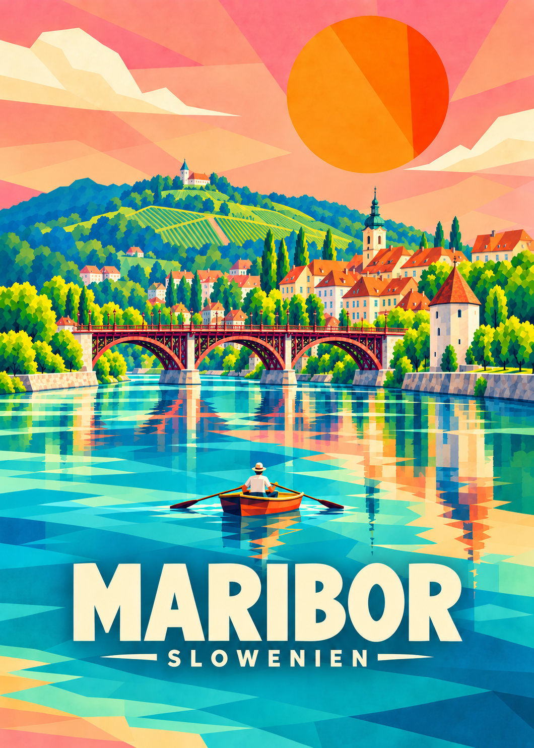 Maribor in Slowenien – geometrische Illustration