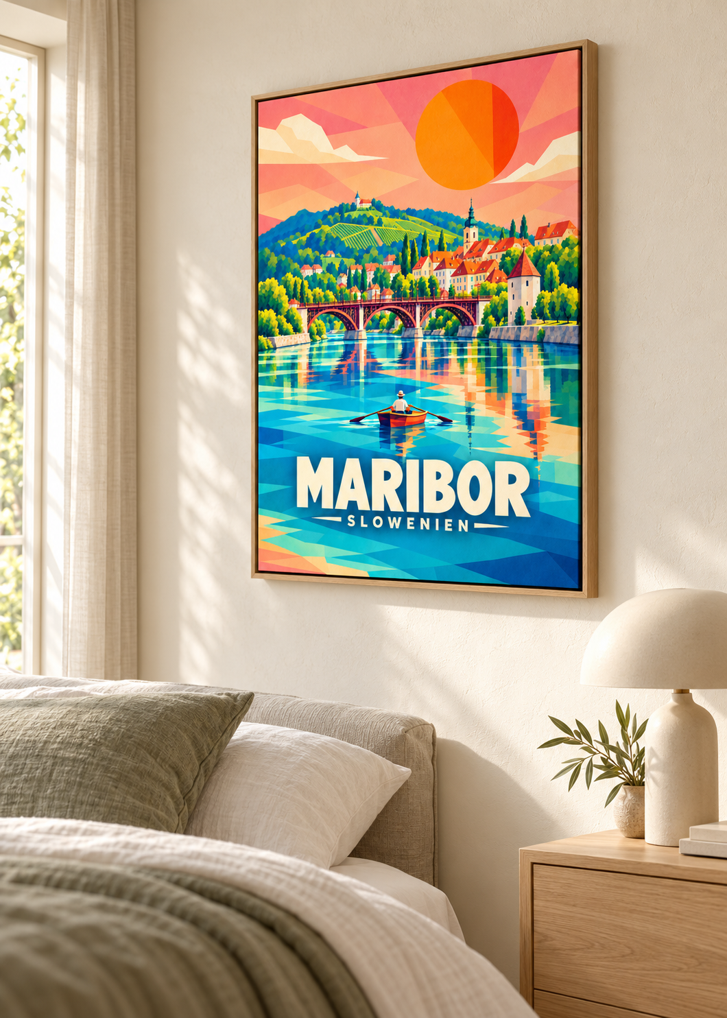 Maribor – Leinwand im Eichen-Schattenfugenrahmen