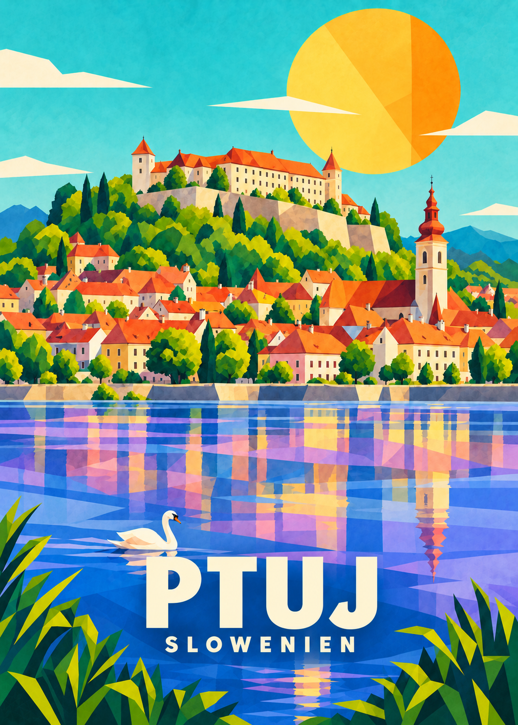 Ptuj in Slowenien – geometrische Illustration