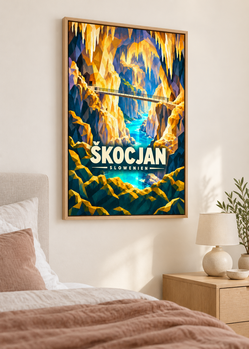Škocjan – Leinwand im Eichen-Schattenfugenrahmen