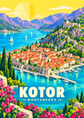 Kotor in Montenegro – geometrische Illustration
