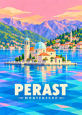 Perast in Montenegro – geometrische Illustration