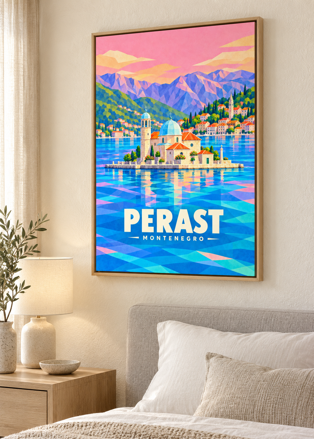 Perast – Leinwand im Eichen-Schattenfugenrahmen