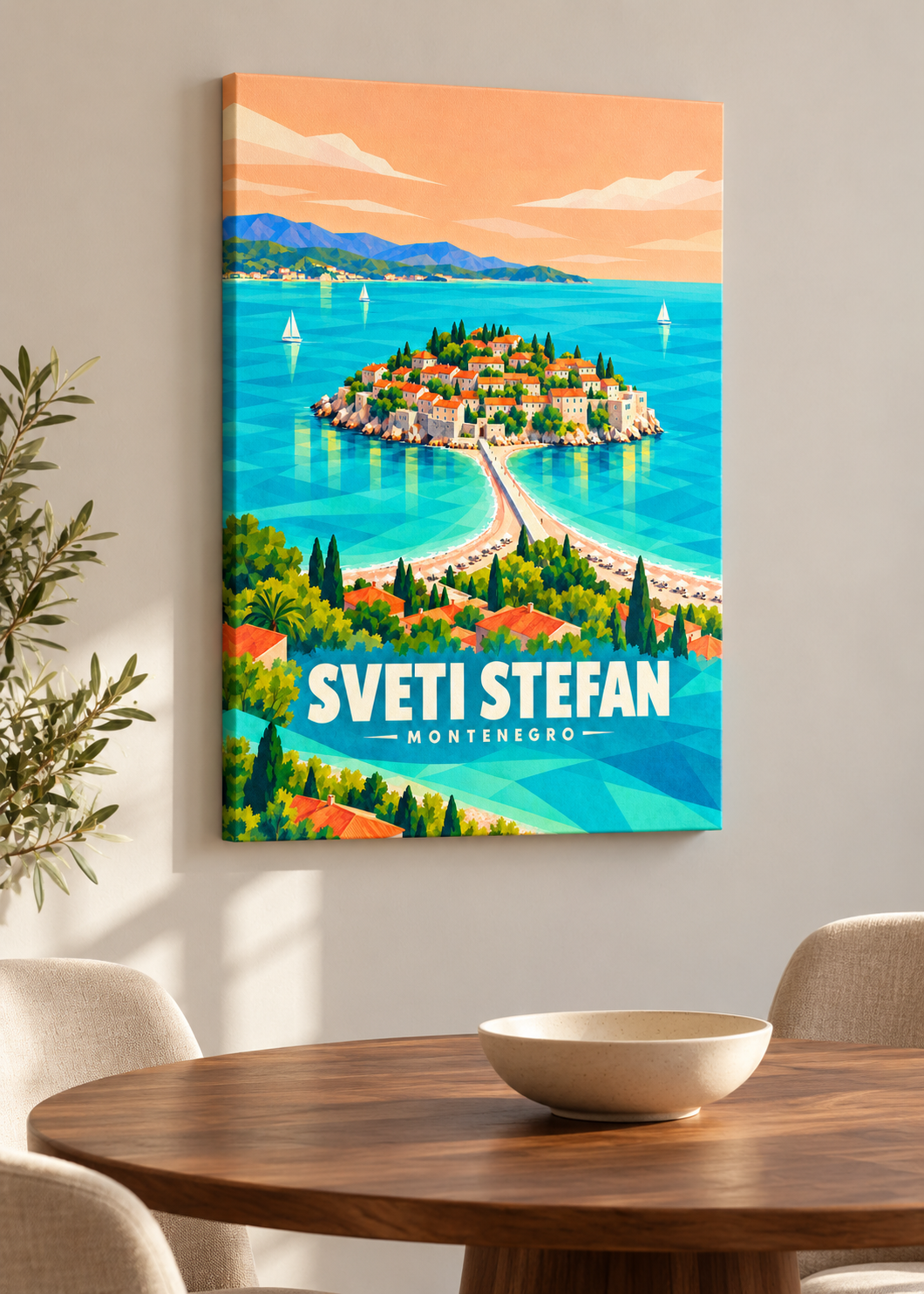 Sveti Stefan – rahmenlose Slim-Leinwand