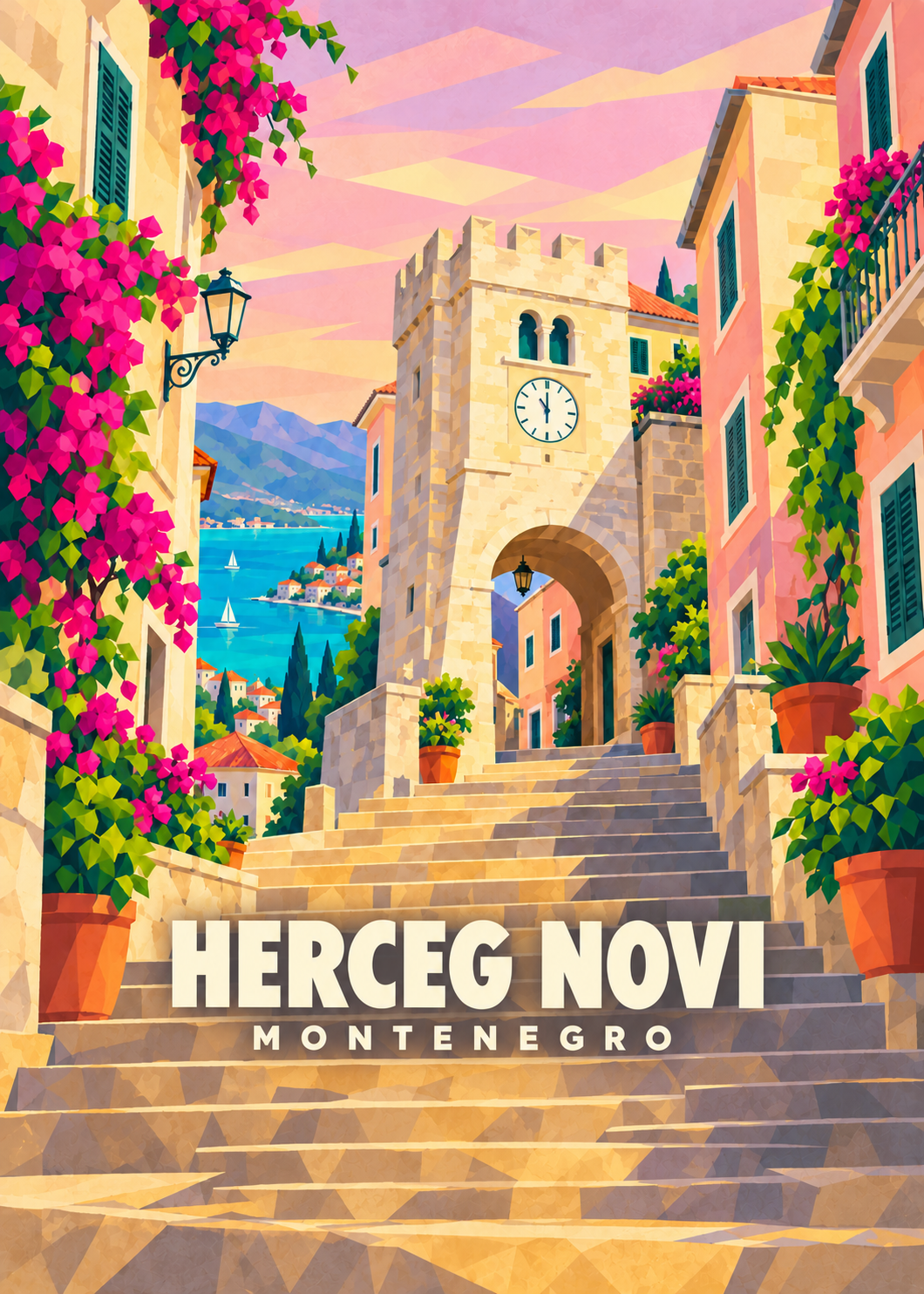 Herceg Novi in Montenegro – geometrische Illustration
