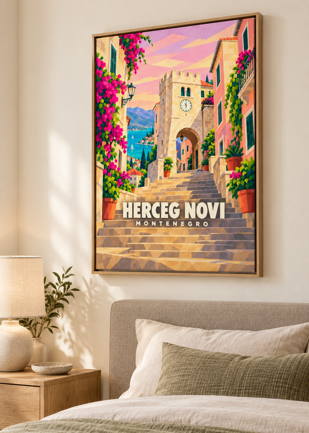 Herceg Novi – Leinwand im Eichen-Schattenfugenrahmen