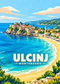 Ulcinj in Montenegro – geometrische Illustration