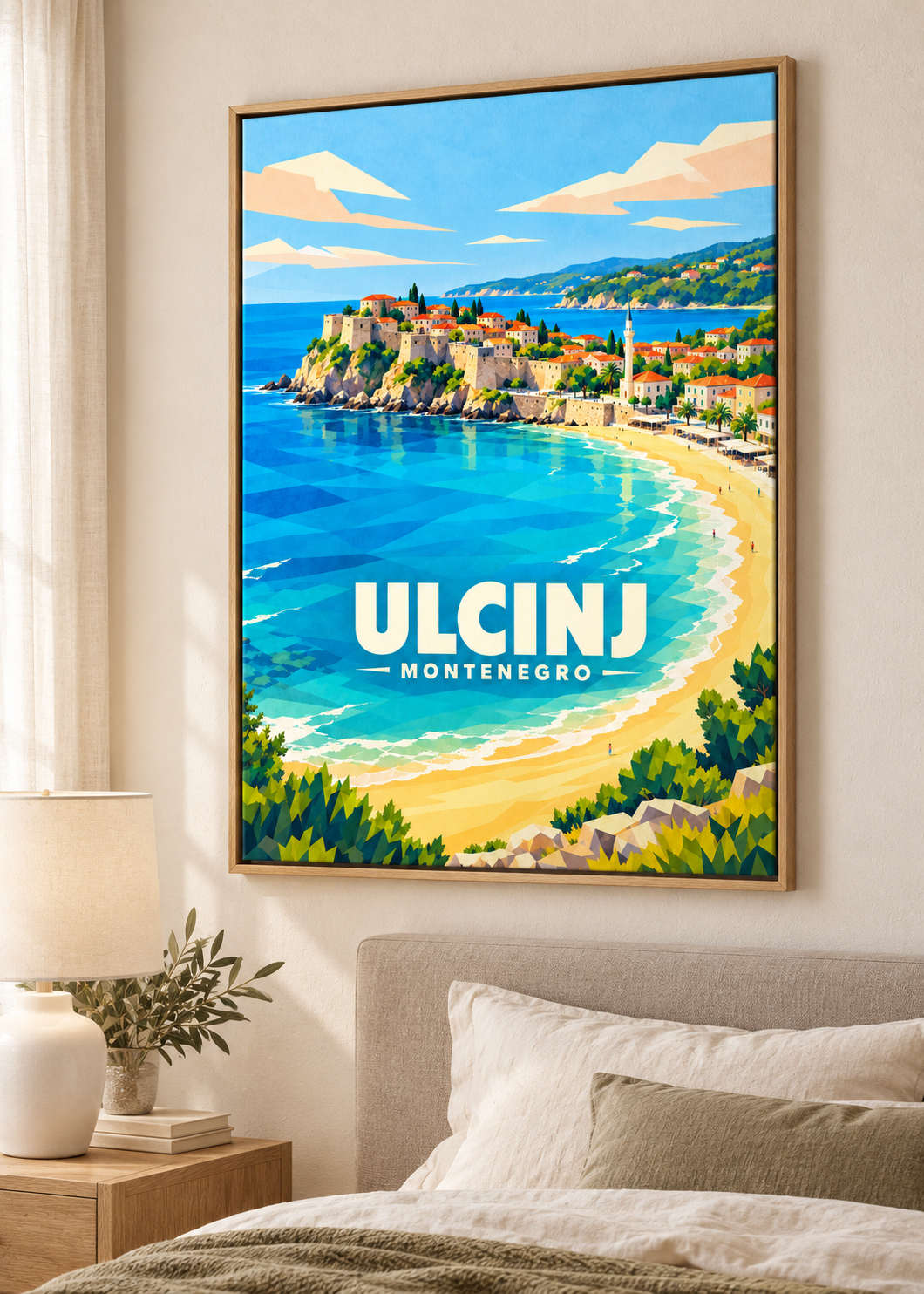 Ulcinj – Leinwand im Eichen-Schattenfugenrahmen
