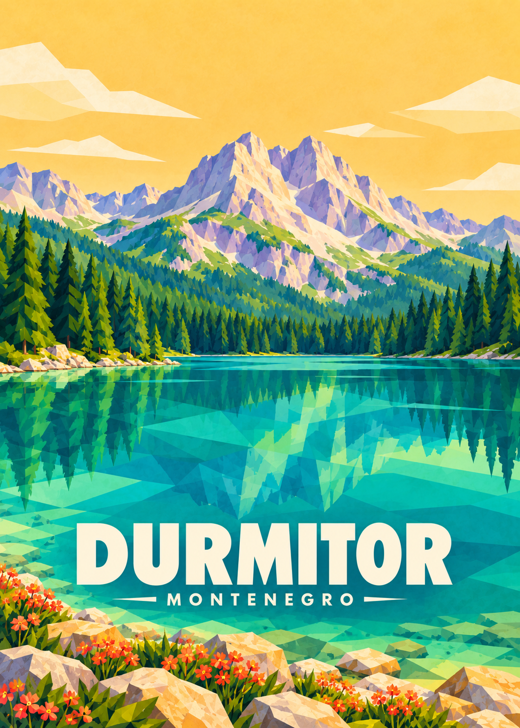 Durmitor in Montenegro – geometrische Illustration