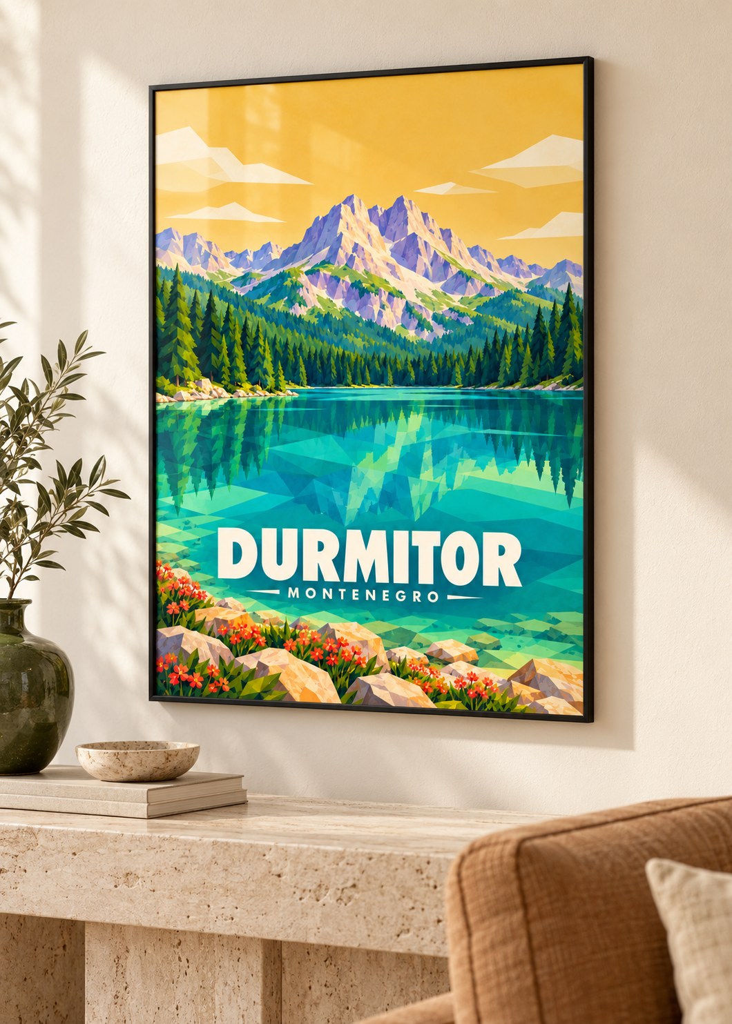 Durmitor – schwarzer Rahmen im Wohnraum