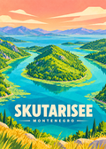 Skutarisee in Montenegro – geometrische Illustration