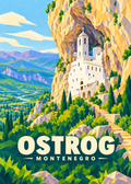 Ostrog in Montenegro – geometrische Illustration