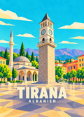 Tirana in Albanien – geometrische Illustration