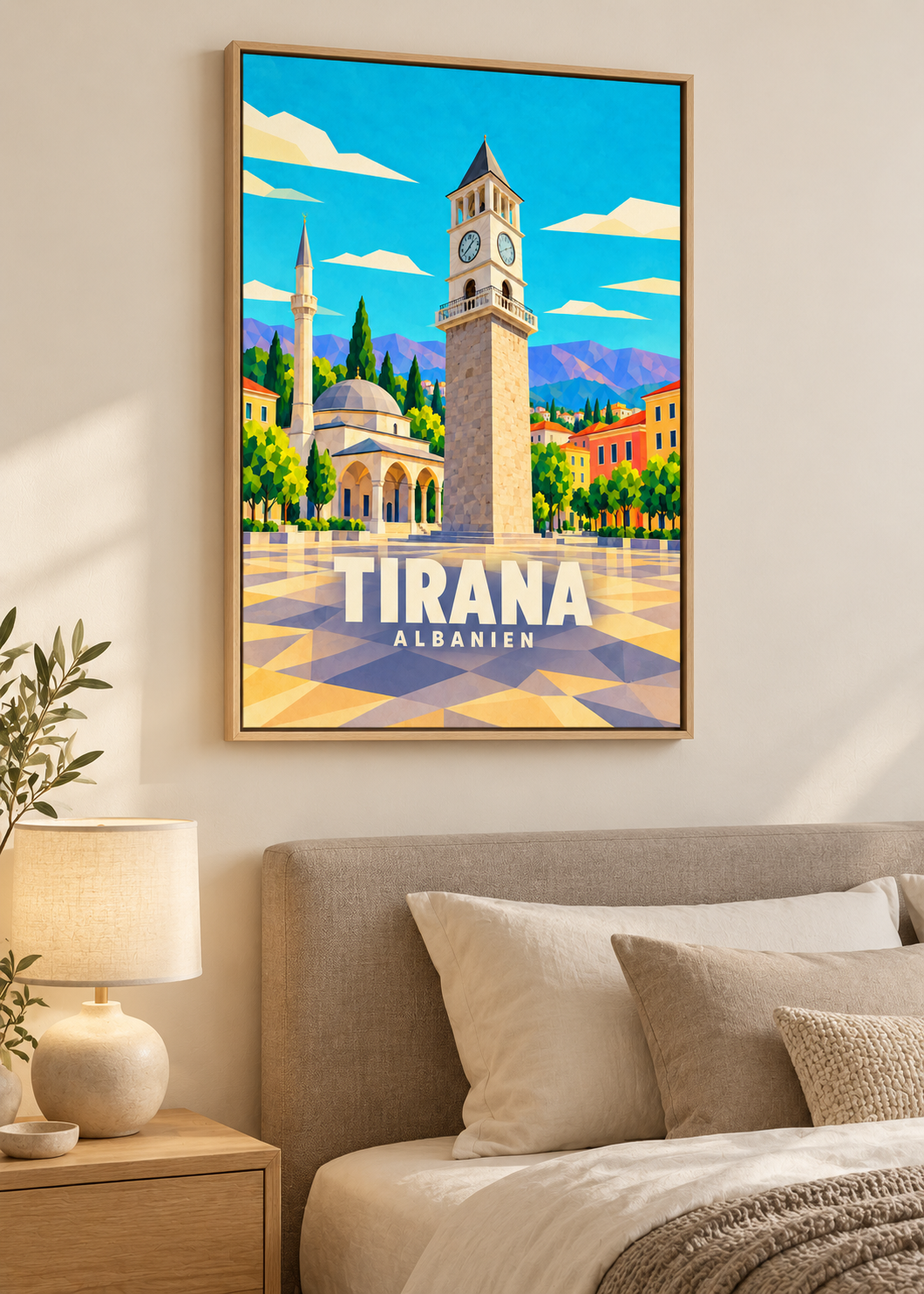 Tirana – Leinwand im Eichen-Schattenfugenrahmen