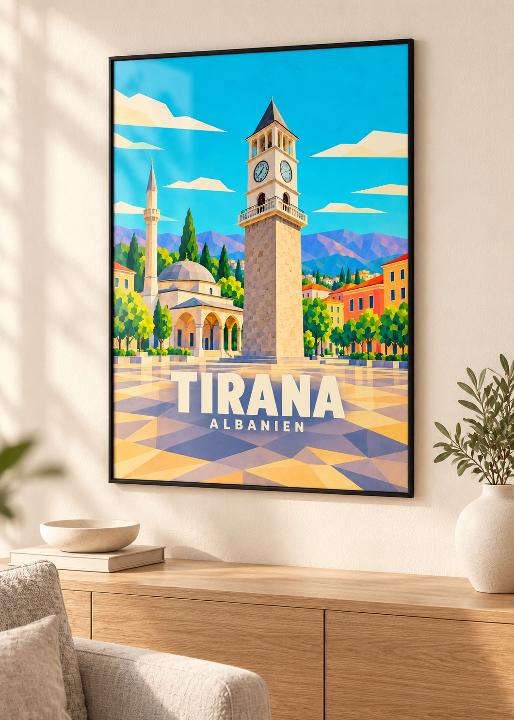 Tirana – schwarzer Rahmen im Wohnraum