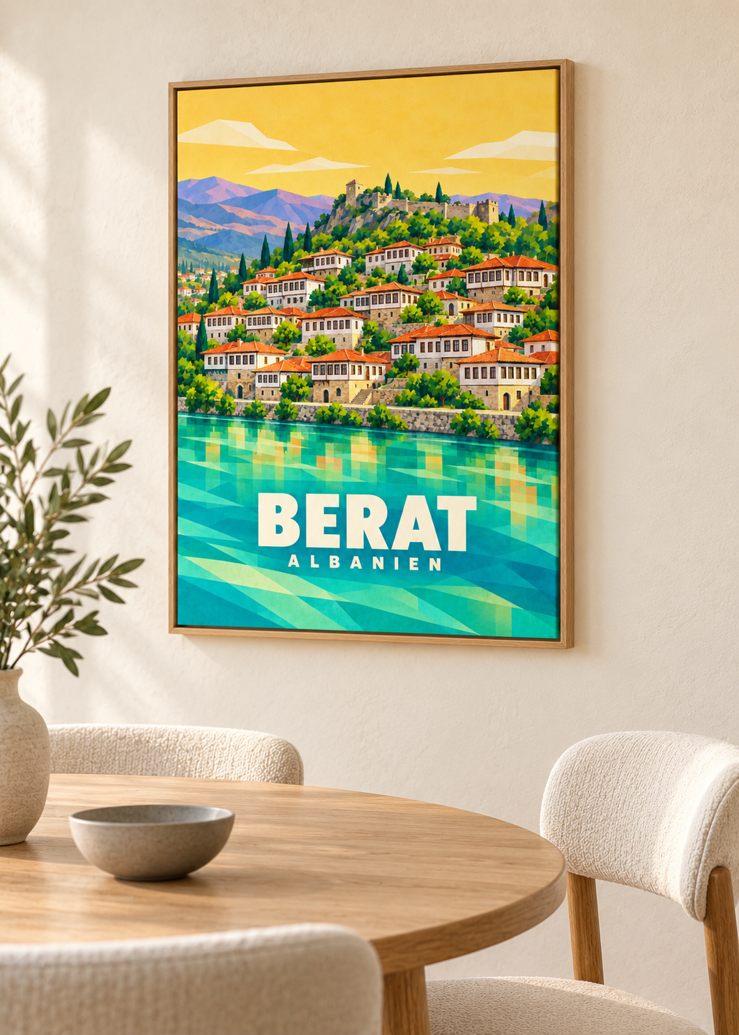 Berat – Leinwand im Eichen-Schattenfugenrahmen