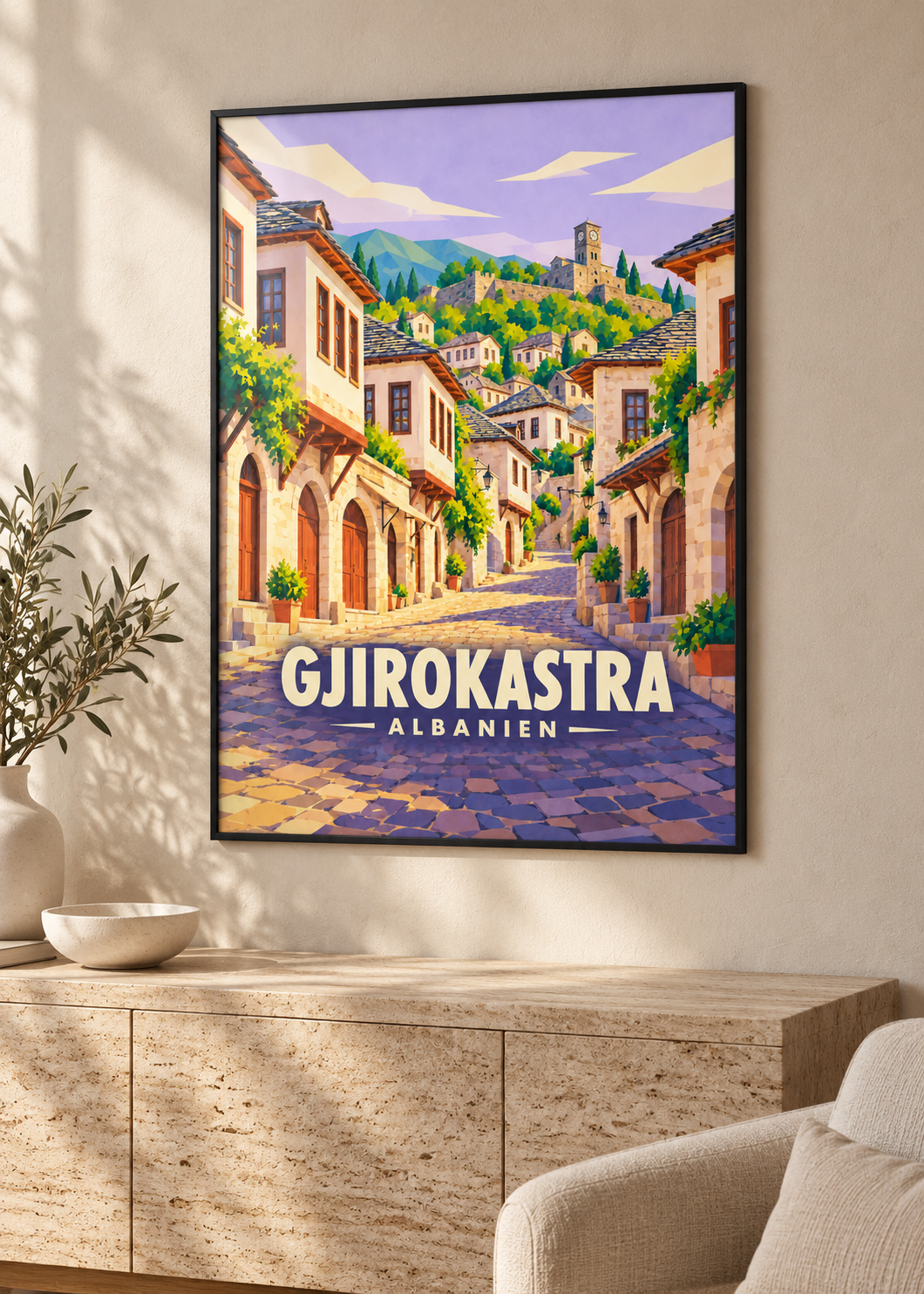 Gjirokastra – schwarzer Rahmen im Wohnraum