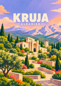 Kruja in Albanien – geometrische Illustration