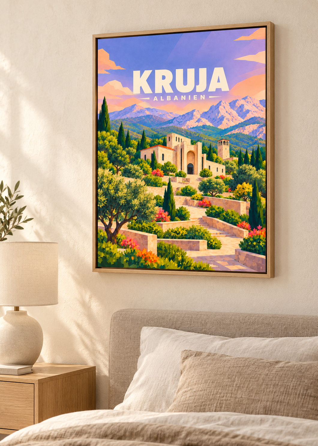 Kruja – Leinwand im Eichen-Schattenfugenrahmen