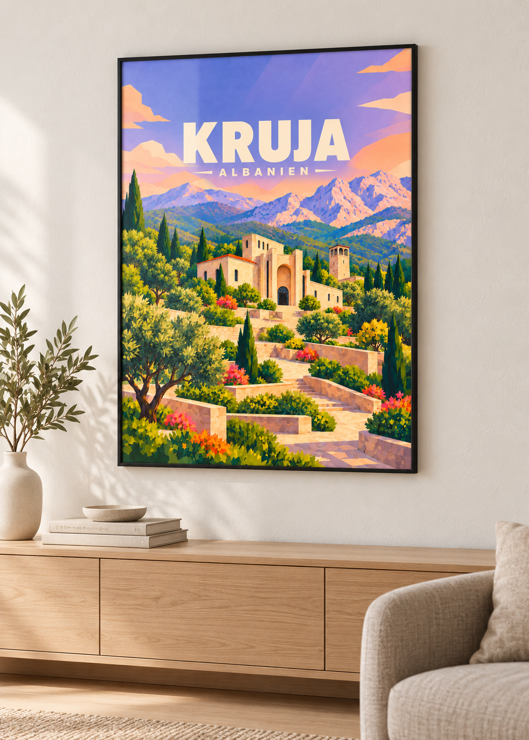Kruja – schwarzer Rahmen im Wohnraum