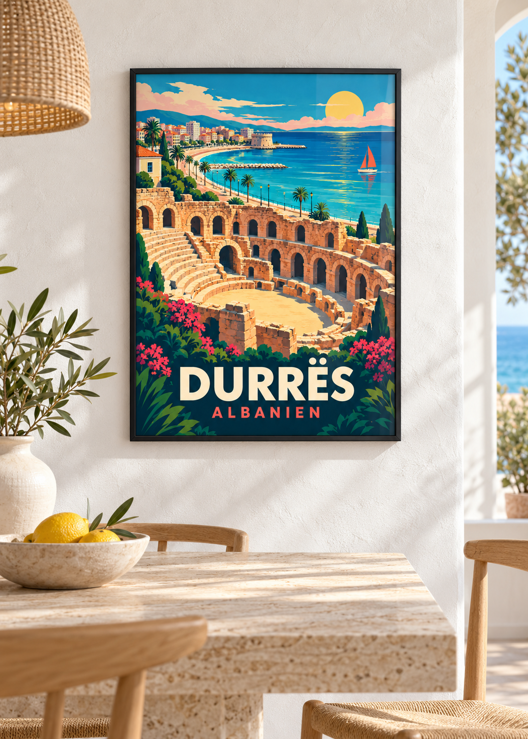 Durrës – Mockup im schwarzen Rahmen mit Acrylglas