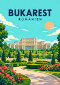 Bukarest in Rumänien – farbenfrohe Architekturillustration