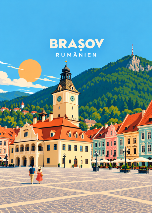 Brașov – geometrische Illustration, Rumänien