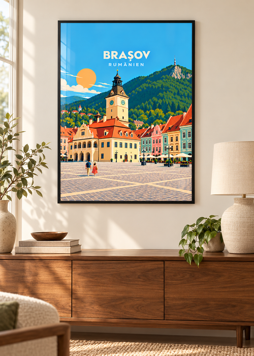 Brașov – schwarzer Rahmen mit Acrylglas