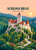 Schloss Bran – geometrische Illustration, Rumänien