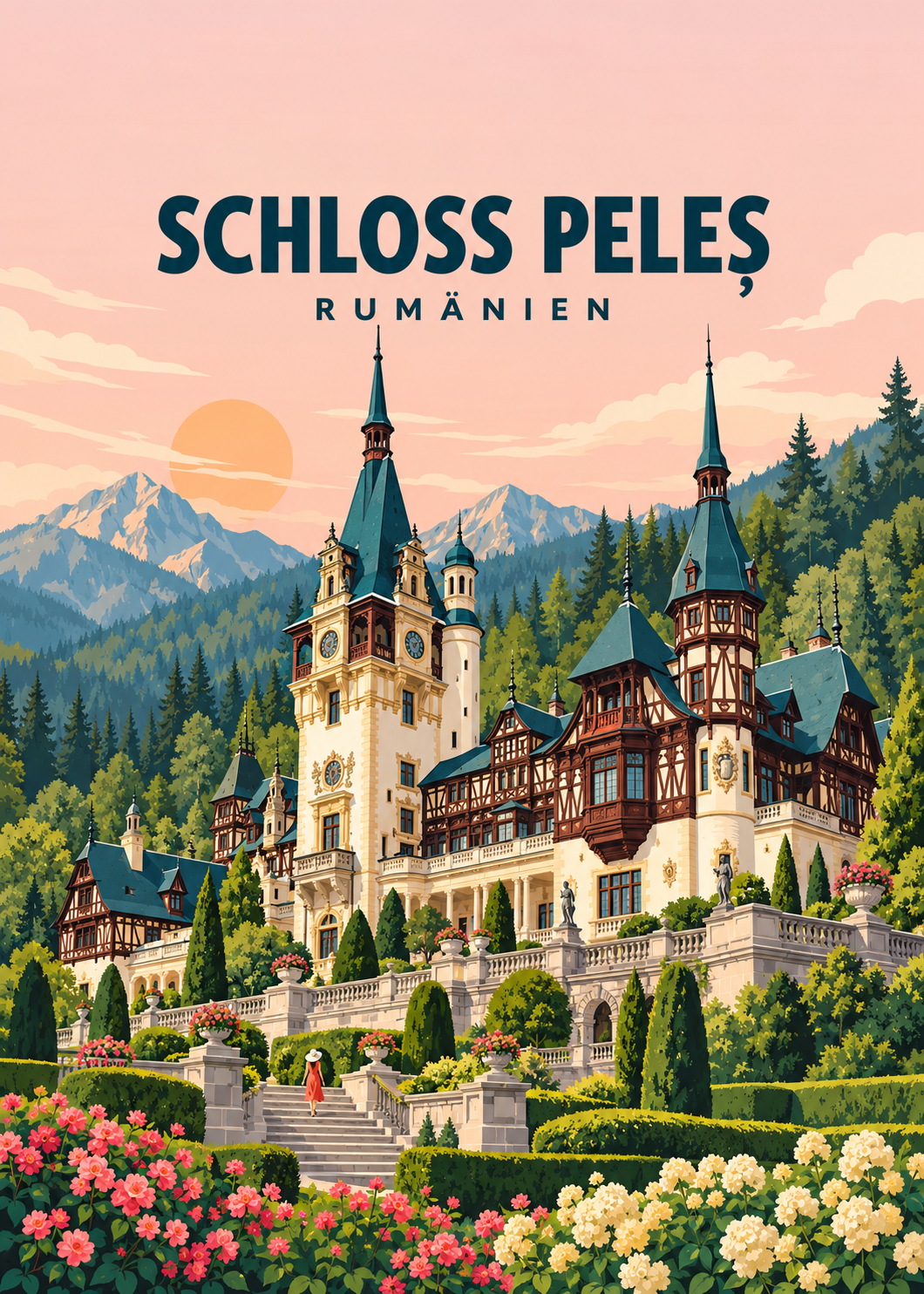 Schloss Peleș – geometrische Illustration, Rumänien