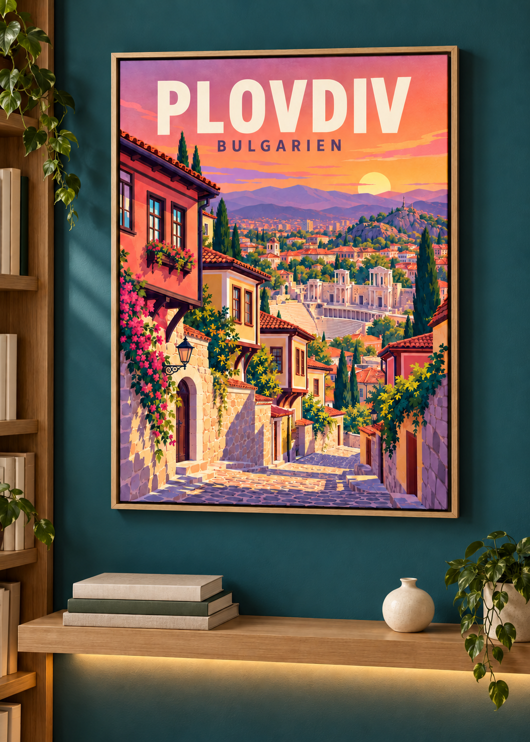 Plovdiv – Leinwand im Eichen-Schattenfugenrahmen