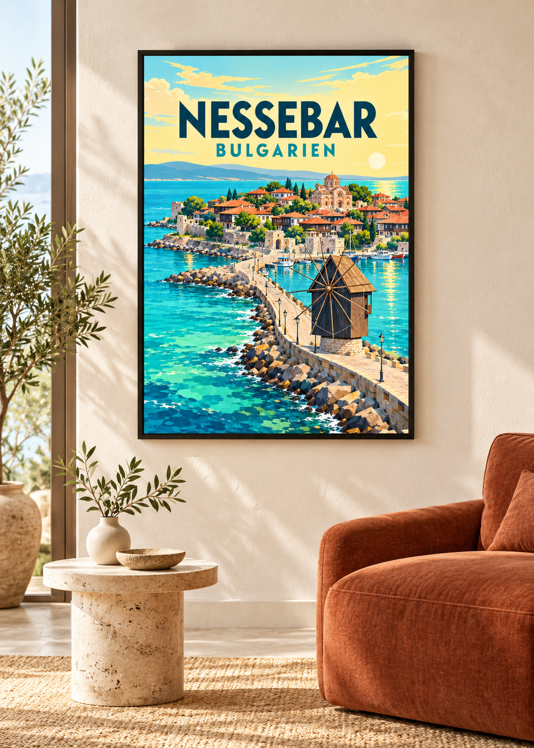 Nessebar – Mockup im schwarzen Rahmen mit Acrylglas