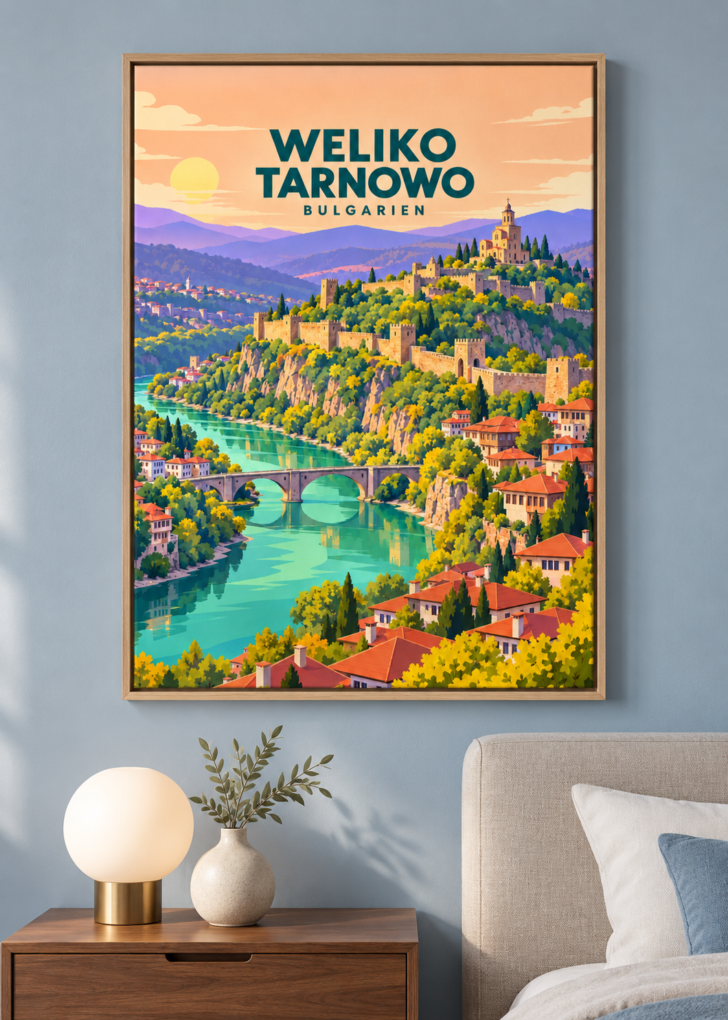 Weliko Tarnowo – Mockup als Leinwand im Eichen-Schattenfugenrahmen