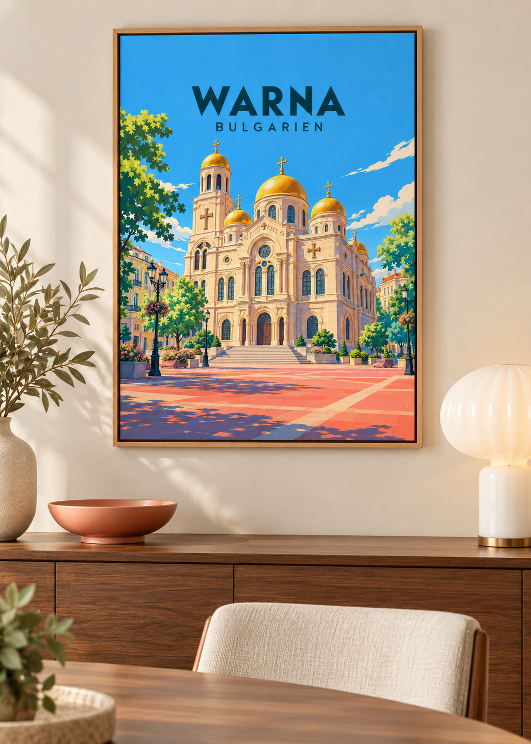 Warna – Mockup als Leinwand im Eichen-Schattenfugenrahmen