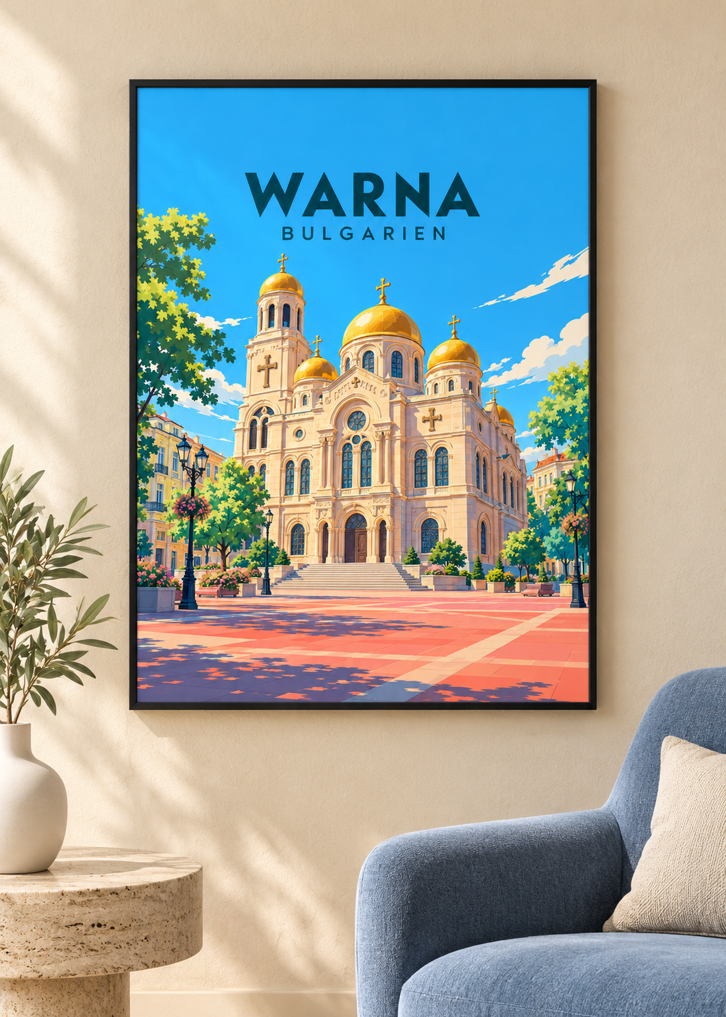 Warna – Mockup im schwarzen Rahmen mit Acrylglas