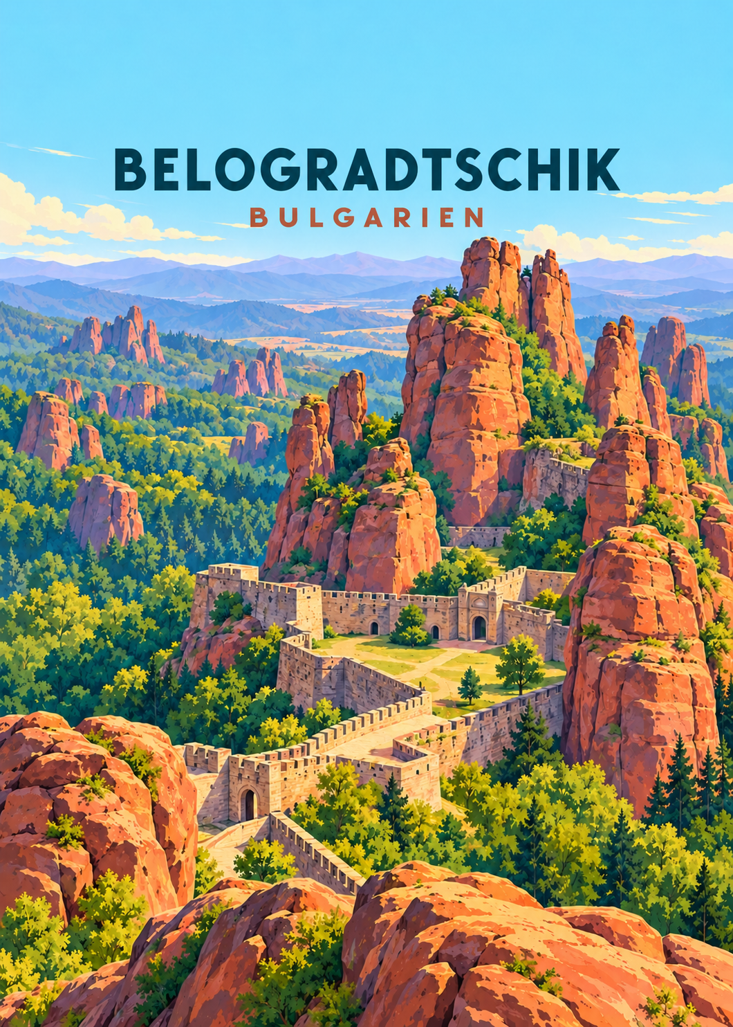 Belogradtschik, Bulgarien – geometrische Illustration