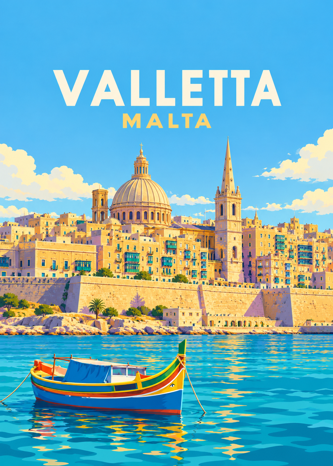Valletta, Malta – geometrische Illustration